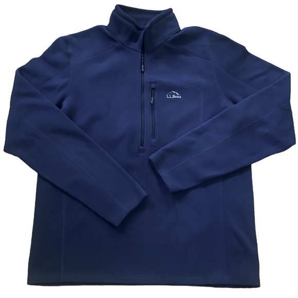 L.L. BEAN MENS HALF ZIP LONG SLEEVE FLEECE PULLOVER DARK BLUE SIZE MEDIUM